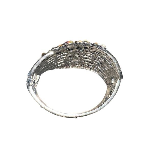 Sparkling Rhinestone Bracelet. Aurora Borealis clamper bracelet.Missing 2 stones - Picture 3 of 6